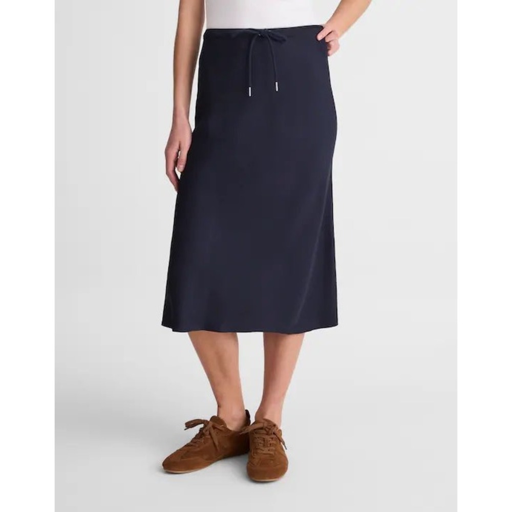 Madewell Classic Navy‎ Blue Drawstring Midi Skirt NZ469 Women's Size 00 NEW